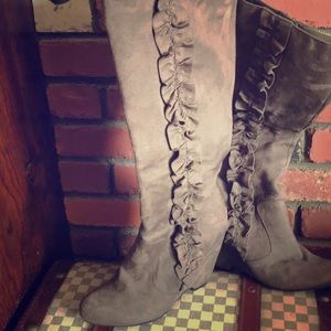 High wedge boot heel